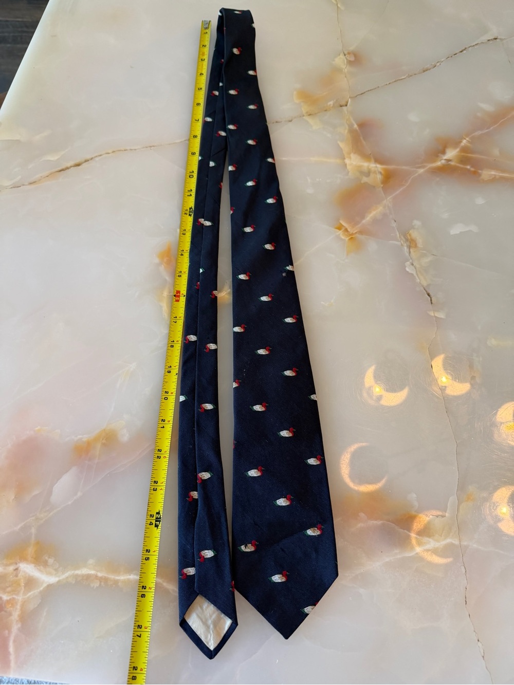 Vintage Navy Tie with Small Red & White Motif